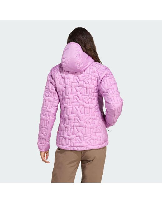 Adidas Purple Terrex Xperior Primaloft Loose Fill Insulated Hooded Jacket