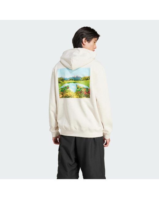 Adidas White Graphic Hoodie for men