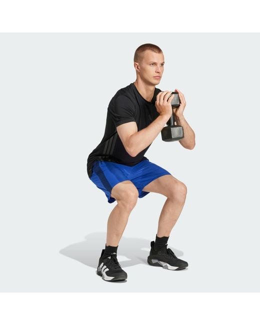 Adidas Blue Train Essentials Woven Mélange Shorts for men