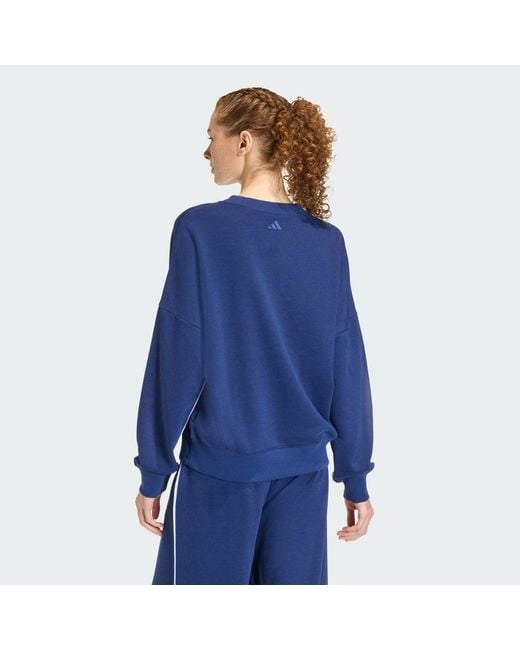 Adidas Blue Seasonal Essentials Colorpop Sweatshirt With Embroidered Graphic