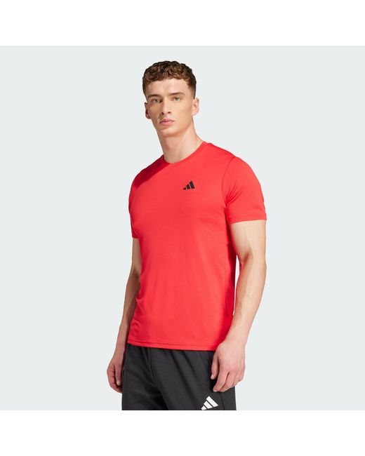 Adidas Red Train Essentials Training Tee for men