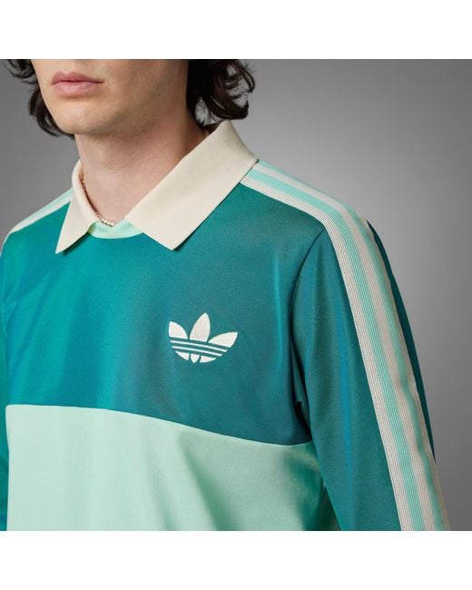 adidas Adicolor 70s Long Sleeve Vintage Polo Shirt in Green for 