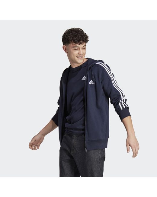 Essentials 3-Stripes Full-zip di Adidas in Blue da Uomo