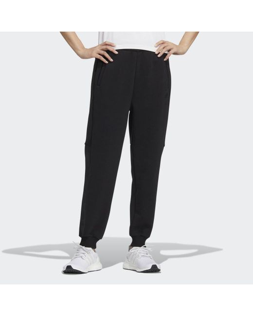 Adidas Wording Regular Fit Fleece Cuffed 9/10 Length Pants in het Black