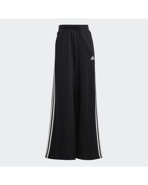 Adidas Black Essentials 3-stripes French Terry Wide Joggers