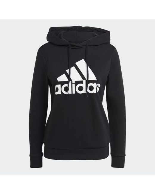 adidas Essentials Relaxed Logo Hoodie in Black Lyst UK
