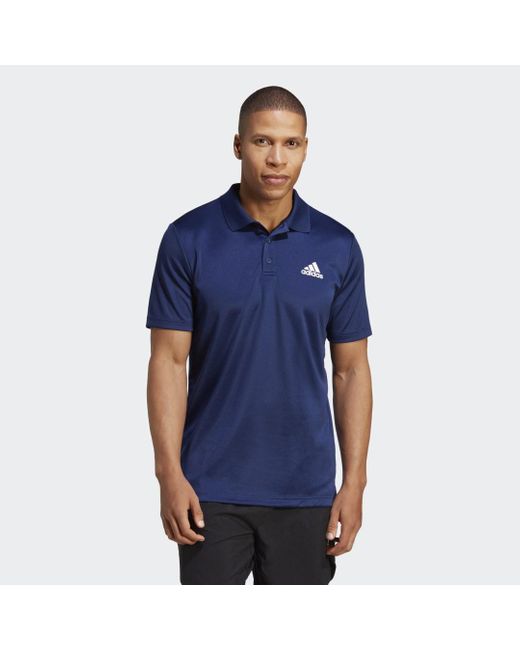 Adidas Blue Designed To Move 3-Stripes Polo Shirt for men