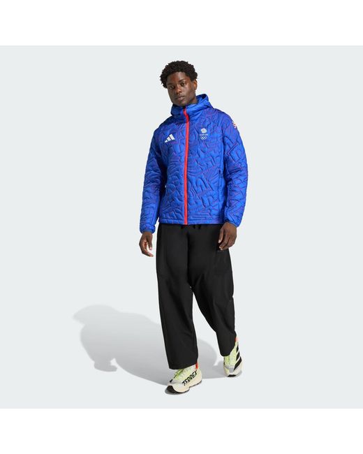 Adidas Blue Team Gb Xprp Rimaloft Insulated Hooded Jacket for men