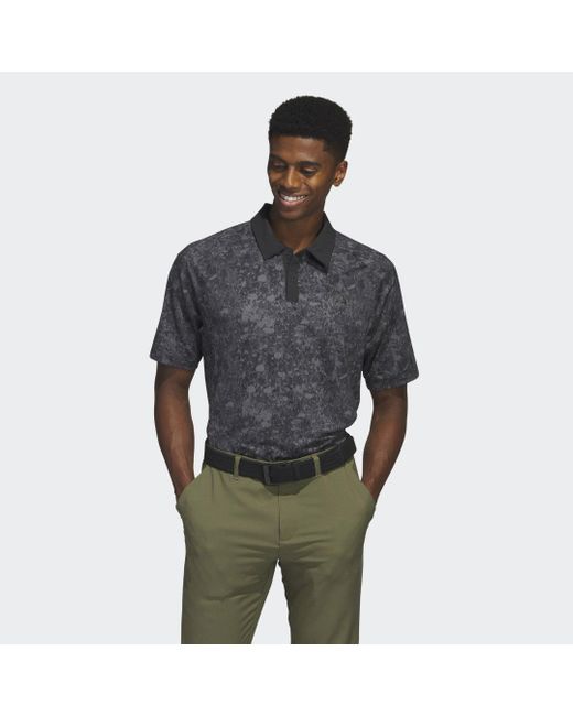 Adidas Gray Mesh Ultimate365 Tour Print Golf Polo Shirt for men