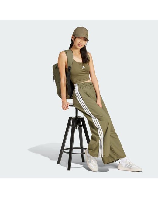 Adidas Green Essentials 3-Stripes Lifestyle Woven Parachute Tracksuit Bottoms