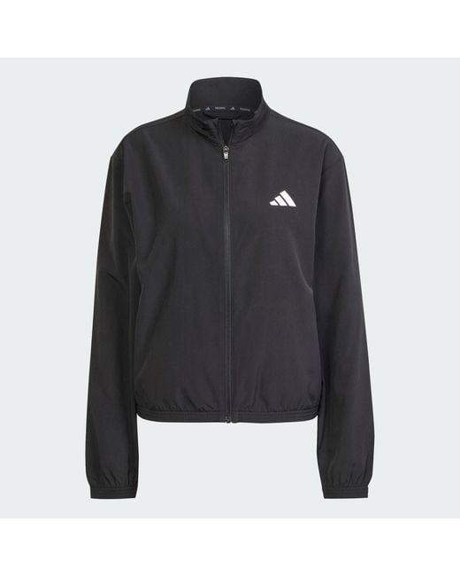 Adidas Black Gym & Training Train Essentials 3-Stripes Woven Warm-Up Jacket Jd6539