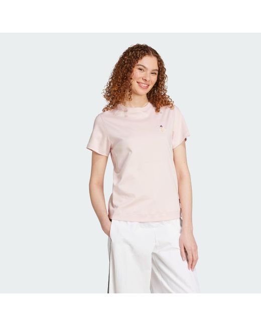 T-Shirt Con Patch Di Gatti di Adidas in White