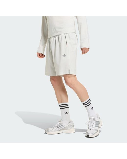 Adidas White Tech Trefoil Essentials Polyester Shorts for men