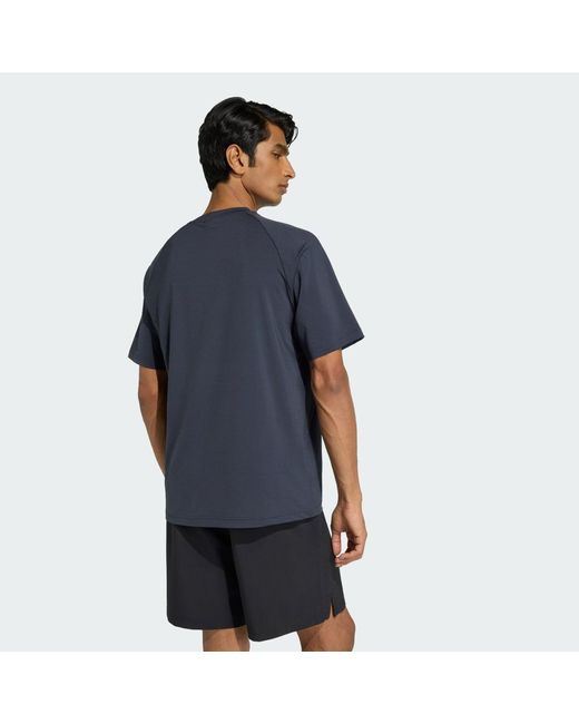 Adidas Blue Tech Trefoil Essentials Polyester T-Shirt for men