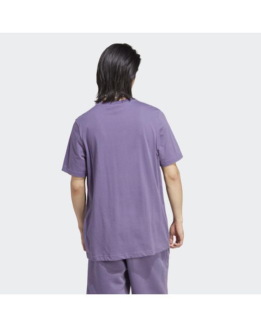 Adidas Purple Trefoil Essentials T-Shirt for men