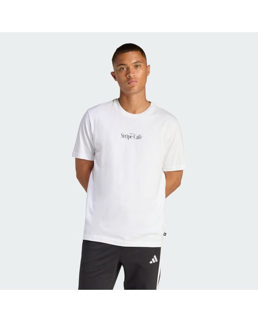 Adidas White Coffee Cafe Donut Box Graphic T-Shirt for men