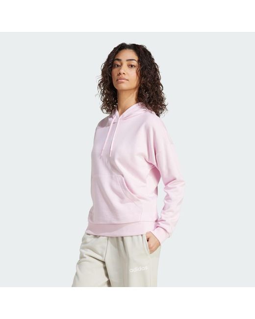 Adidas Pink Essentials Linear French Terry Hoodie