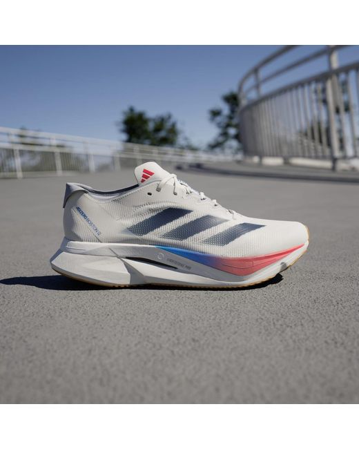 Adidas White Adizero Boston 12 Shoes for men