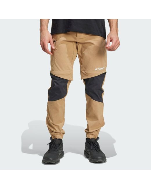 Adidas Natural Terrex Utilitas Hiking Zip-Off Tracksuit Bottoms for men