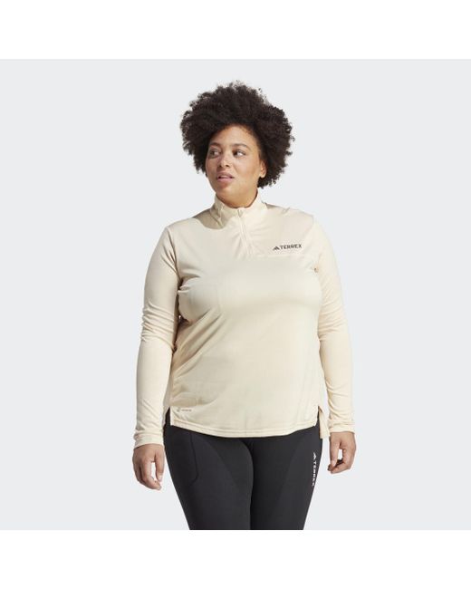 Adidas Natural Terrex Multi Half-zip Long-sleeve Top (plus Size)
