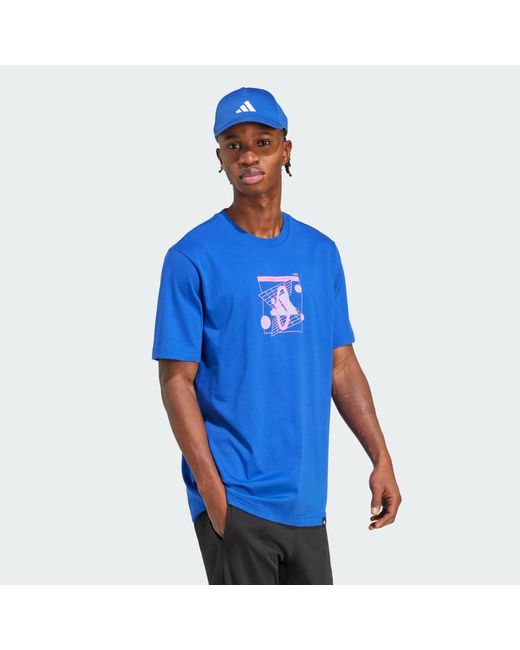Adidas Blue Retro Futurism Graphic Tee for men