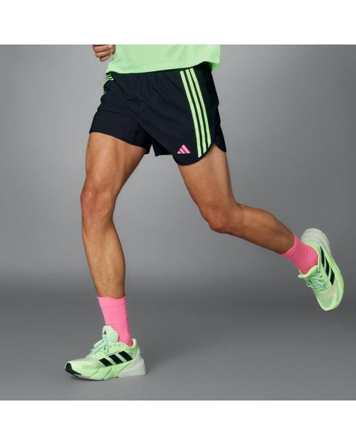 Adidas Blue Own The Run 3-stripes Shorts for men