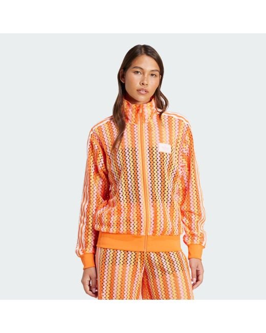 adidas Originals Summer Glow Firebird Track Top in Orange | Lyst UK