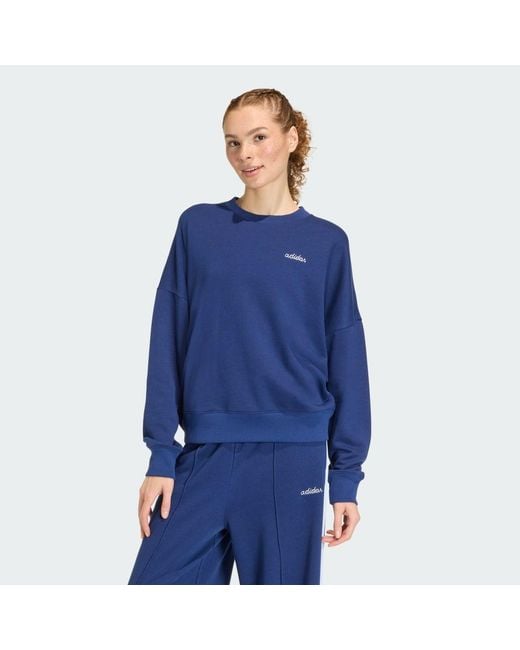 Adidas Blue Seasonal Essentials Colorpop Sweatshirt With Embroidered Graphic