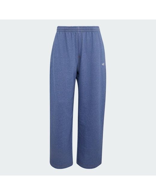 Adidas Blue Trefoil Essentials Melange Baggy Open Hem Joggers for men
