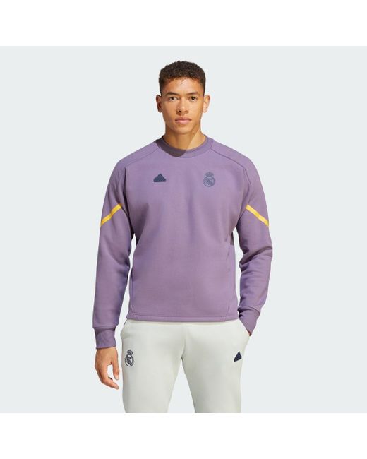 Felpa Designed for Gameday Crew Real Madrid di Adidas in Purple da Uomo