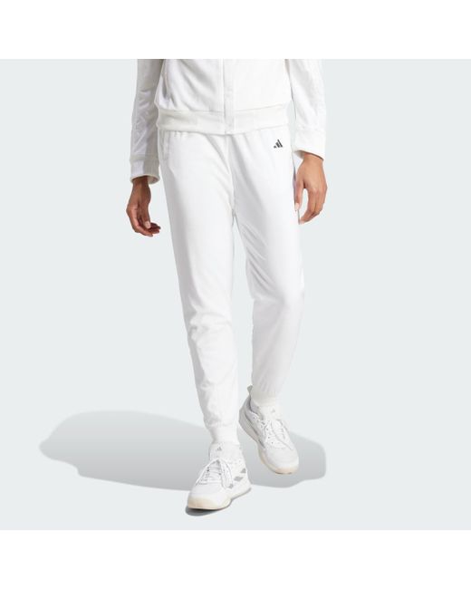 Adidas White Tennis Walk-On Tracksuit Bottoms