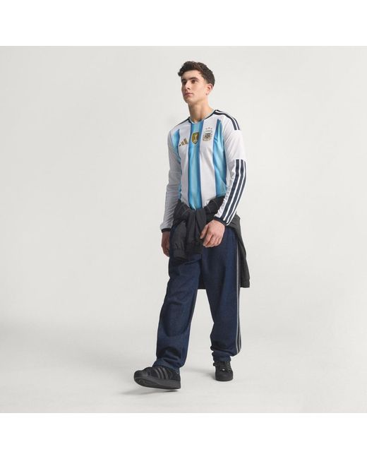 Adidas Blue Argentina 26 Home Authentic Long Sleeve Jersey for men