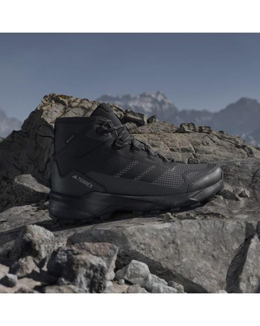 Adidas Black Terrex Skychaser Ax5 Mid Gore-Tex Climawarm+ Hiking Shoes for men