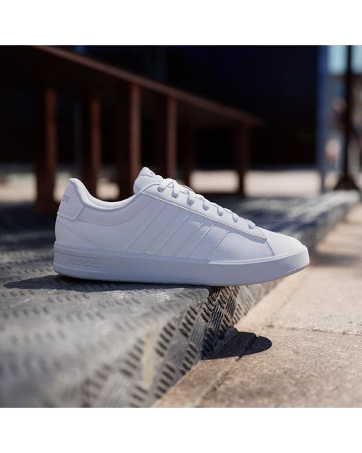 Adidas White Grand Court 3.0 Shoes for men