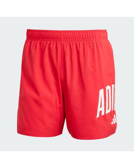 Short Da Bagno Logo 5 Inch di Adidas in Red da Uomo