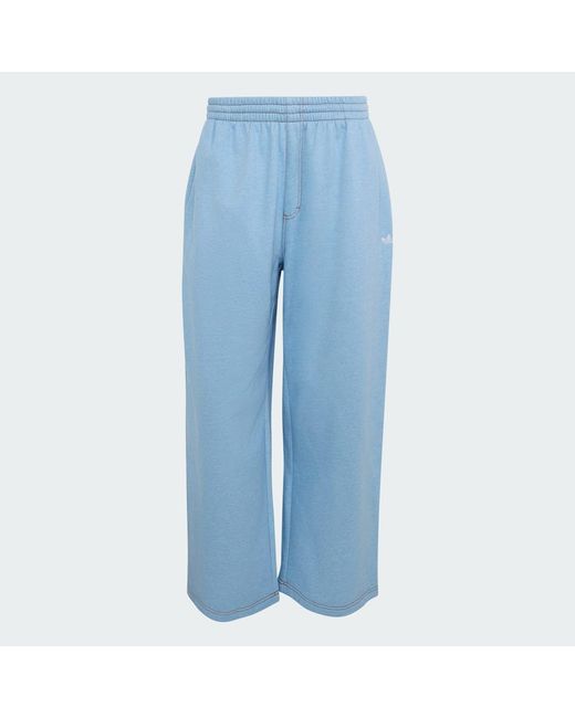 Adidas Blue Trefoil Essentials Melange Baggy Open Hem Joggers for men