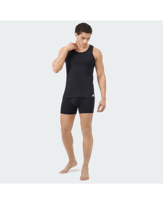 Adidas Black Active Flex Cotton Tank Top 2-Pack Underwear for men