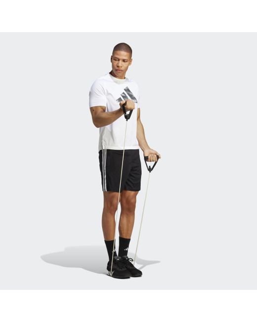 Adidas Originals Black Train Essentials Piqué 3-Stripes Training Shorts for men