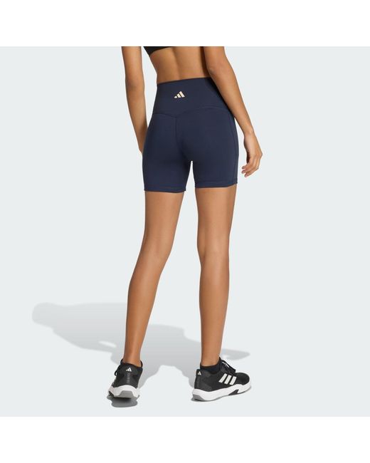 Adidas Blue 3 Stripes Studio All Me Booty Short Leggings