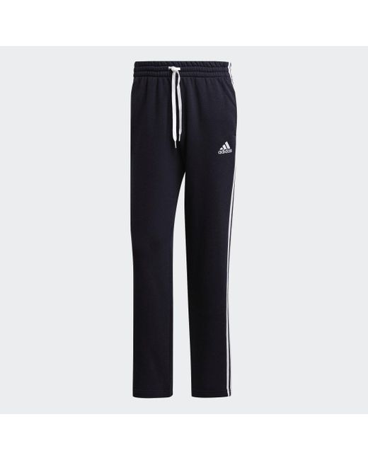 Adidas Blue Essentials Fleece Open Hem 3-Stripes Joggers for men
