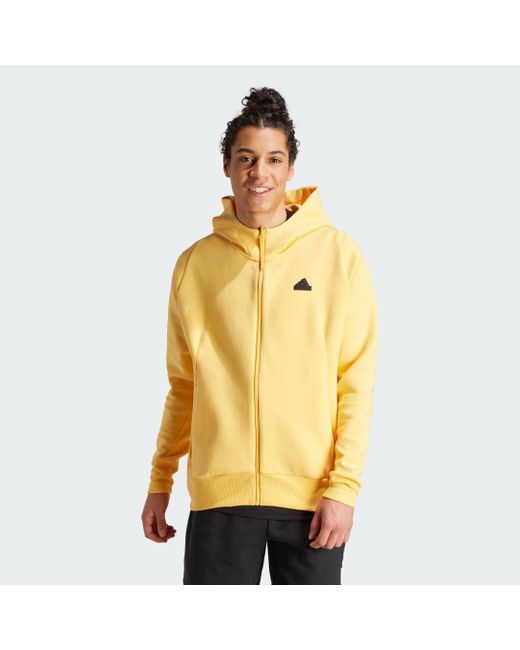 Adidas Yellow Z.N.E. Premium Full-Zip Hooded Track Jacket for men