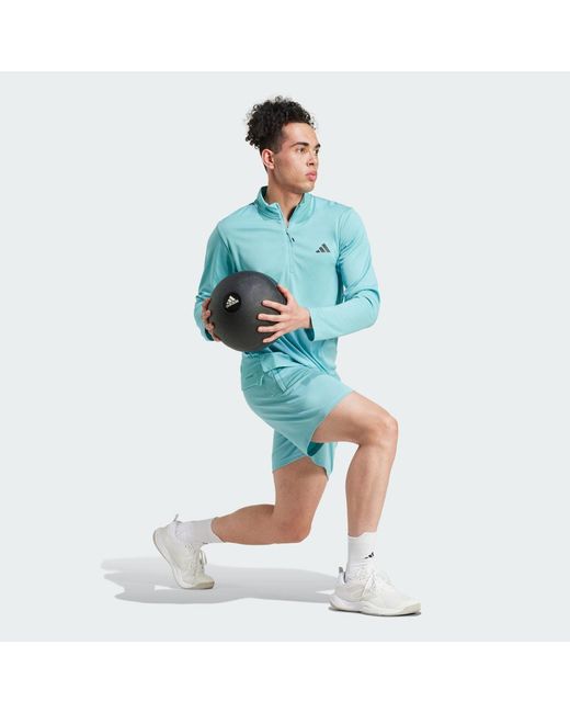 Adidas Blue Train Essentials Logo Training Shorts for men