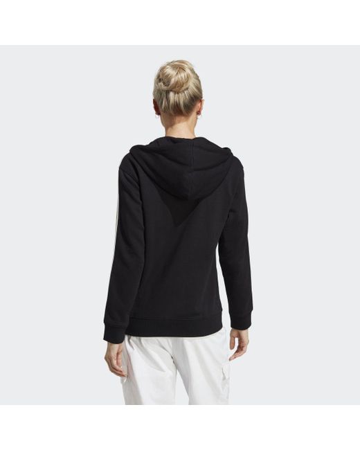 Adidas Black Essentials 3-stripes French Terry Regular Full-zip Hoodie
