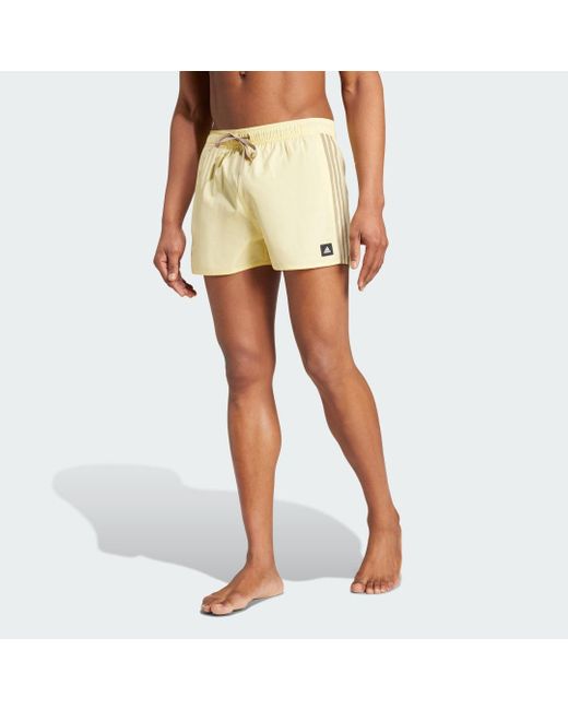 Adidas Yellow 3-Stripes Clx Very-Short-Length Swim Shorts for men