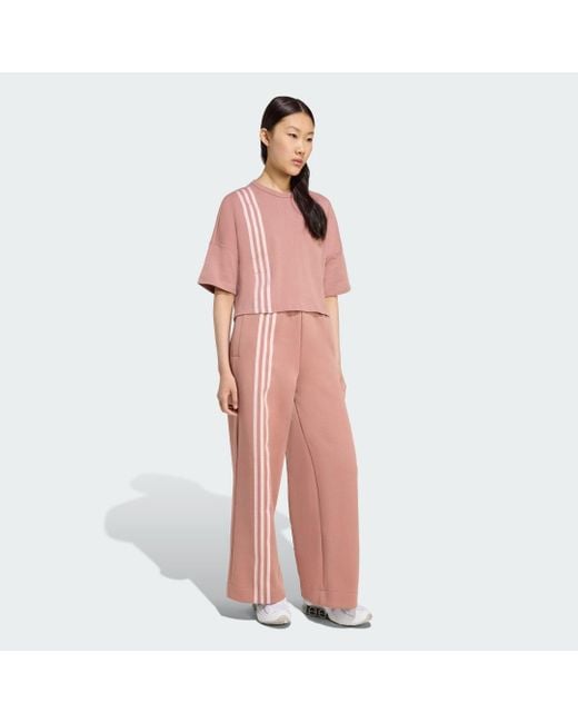 Adidas Originals Pink Off Placed 3-Stripes T-Shirt