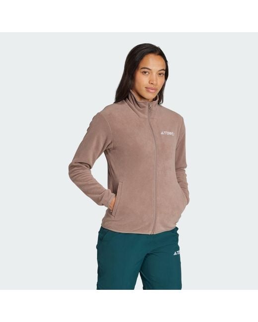 Adidas Brown Multi Essentials Full-Zip Fleece Jacket
