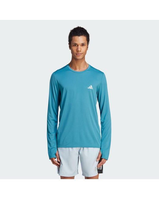 Adidas Blue Run It Long Sleeve Sweatshirt for men