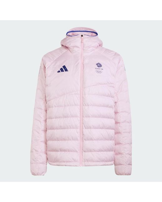 Adidas Pink Team Gbxperior Down Hooded Jacket for men