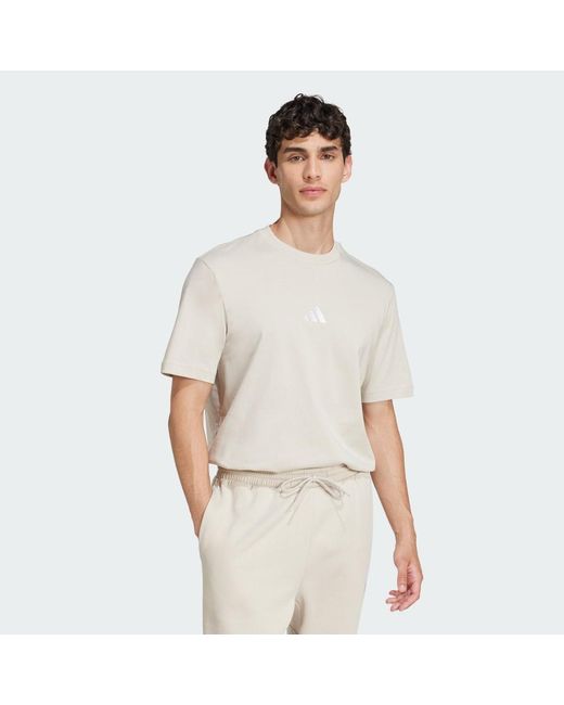 Adidas White Essentials Small Logo Single Jersey T-Shirt for men