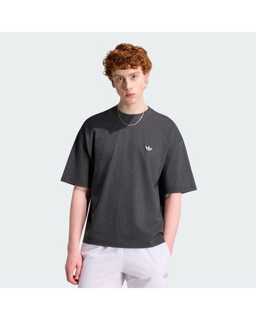 Adidas Black Trefoil Essentials Melange Loose Cropped T-Shirt for men